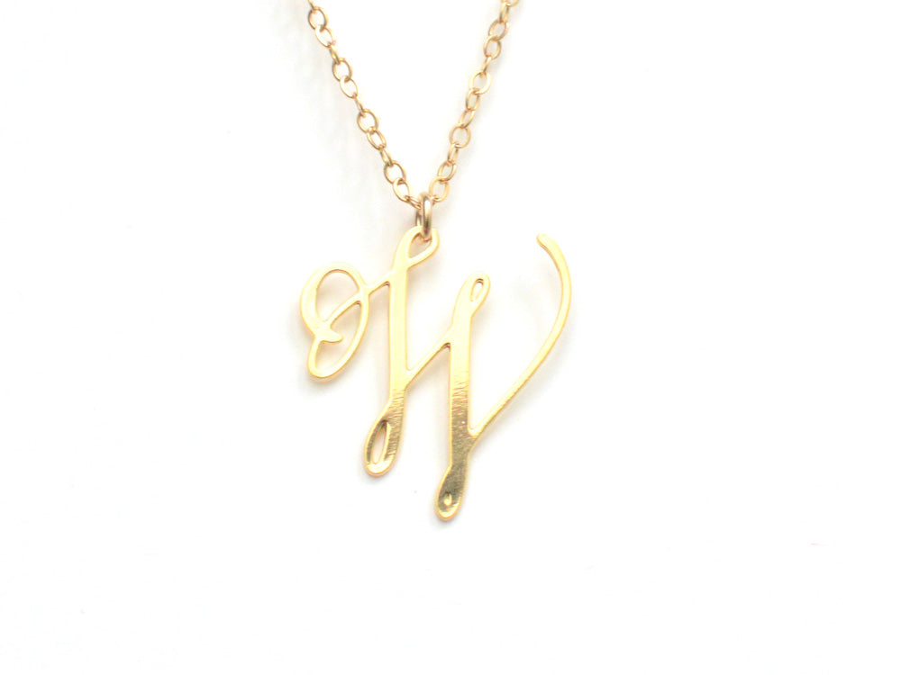 W Letter Charm - Handwritten By A Calligrapher - High Quality, Affordable, Self Love, Initial Letter Charm Necklace - Available in Gold and Silver - Made in USA - Brevity Jewelry