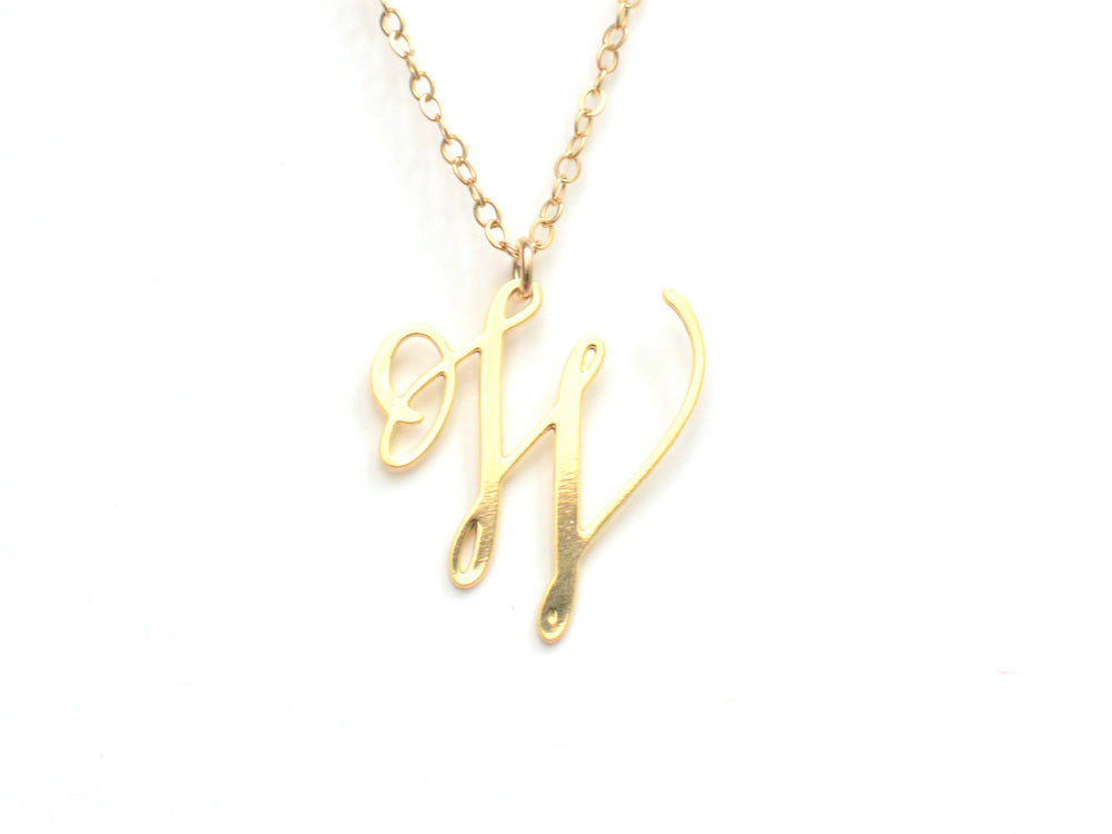 W Letter Necklace - Handwritten By A Calligrapher - High Quality, Affordable, Self Love, Initial Letter Charm Necklace - Available in Gold and Silver - Made in USA - Brevity Jewelry