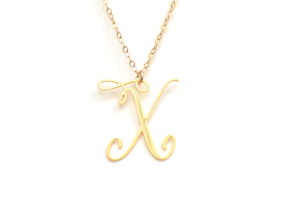 X Letter Necklace - Handwritten By A Calligrapher - High Quality, Affordable, Self Love, Initial Letter Charm Necklace - Available in Gold and Silver - Made in USA - Brevity Jewelry