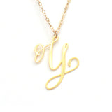 Y Letter Necklace - Handwritten By A Calligrapher - High Quality, Affordable, Self Love, Initial Letter Charm Necklace - Available in Gold and Silver - Made in USA - Brevity Jewelry