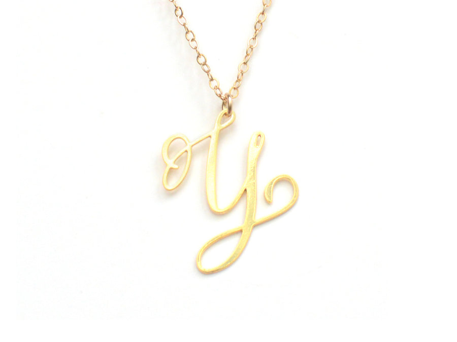 Y Letter Charm - Handwritten By A Calligrapher - High Quality, Affordable, Self Love, Initial Letter Charm Necklace - Available in Gold and Silver - Made in USA - Brevity Jewelry