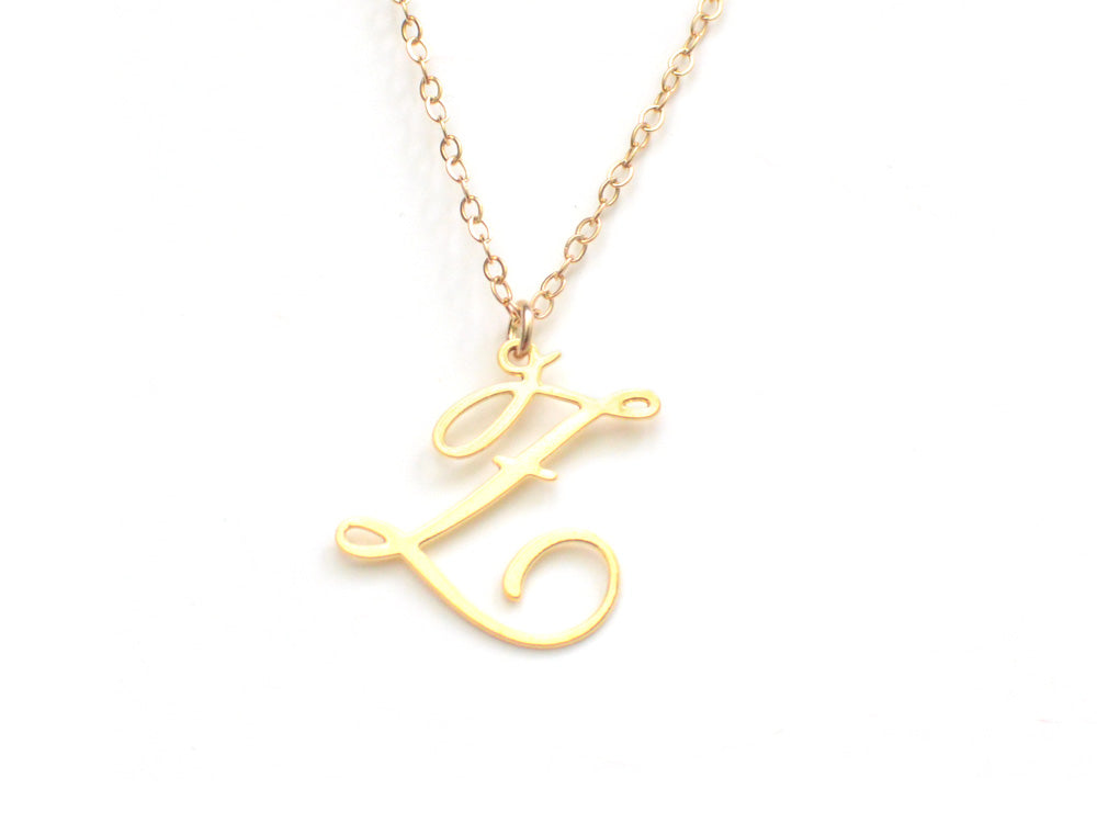 Z Letter Necklace - Handwritten By A Calligrapher - High Quality, Affordable, Self Love, Initial Letter Charm Necklace - Available in Gold and Silver - Made in USA - Brevity Jewelry