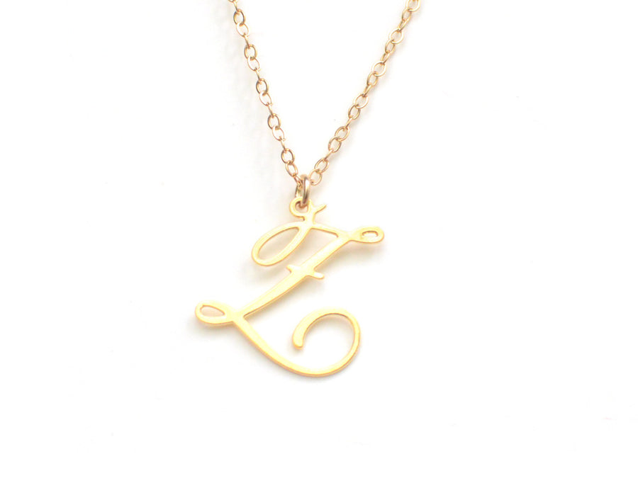 Z Letter Necklace - Handwritten By A Calligrapher - High Quality, Affordable, Self Love, Initial Letter Charm Necklace - Available in Gold and Silver - Made in USA - Brevity Jewelry