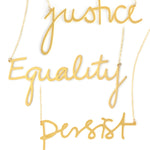 Activist Gift Set - High Quality, Hand Written, Self Love Word Gift Set Necklaces - Featuring the Words Resist, Justice, Persist, Equality, No More Injustice, No More Silence, No More Patriarchy - Available in Gold and Silver - Small and Large Sizes - Made in USA - Brevity Jewelry
