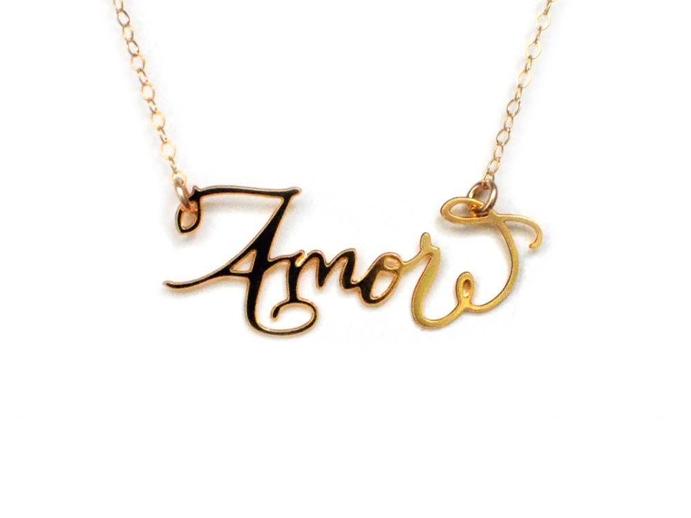 Amor Necklace - High Quality, Affordable, Endearment Nickname Necklace - Available in Gold and Silver - Made in USA - Brevity Jewelry