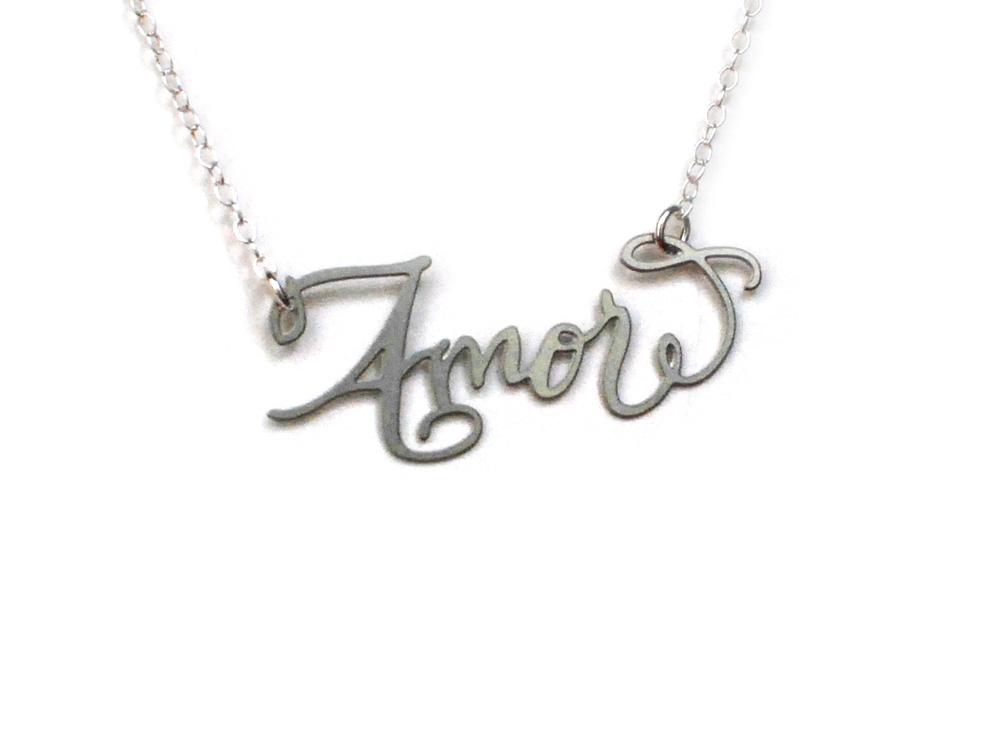Amor Necklace - High Quality, Affordable, Endearment Nickname Necklace - Available in Gold and Silver - Made in USA - Brevity Jewelry