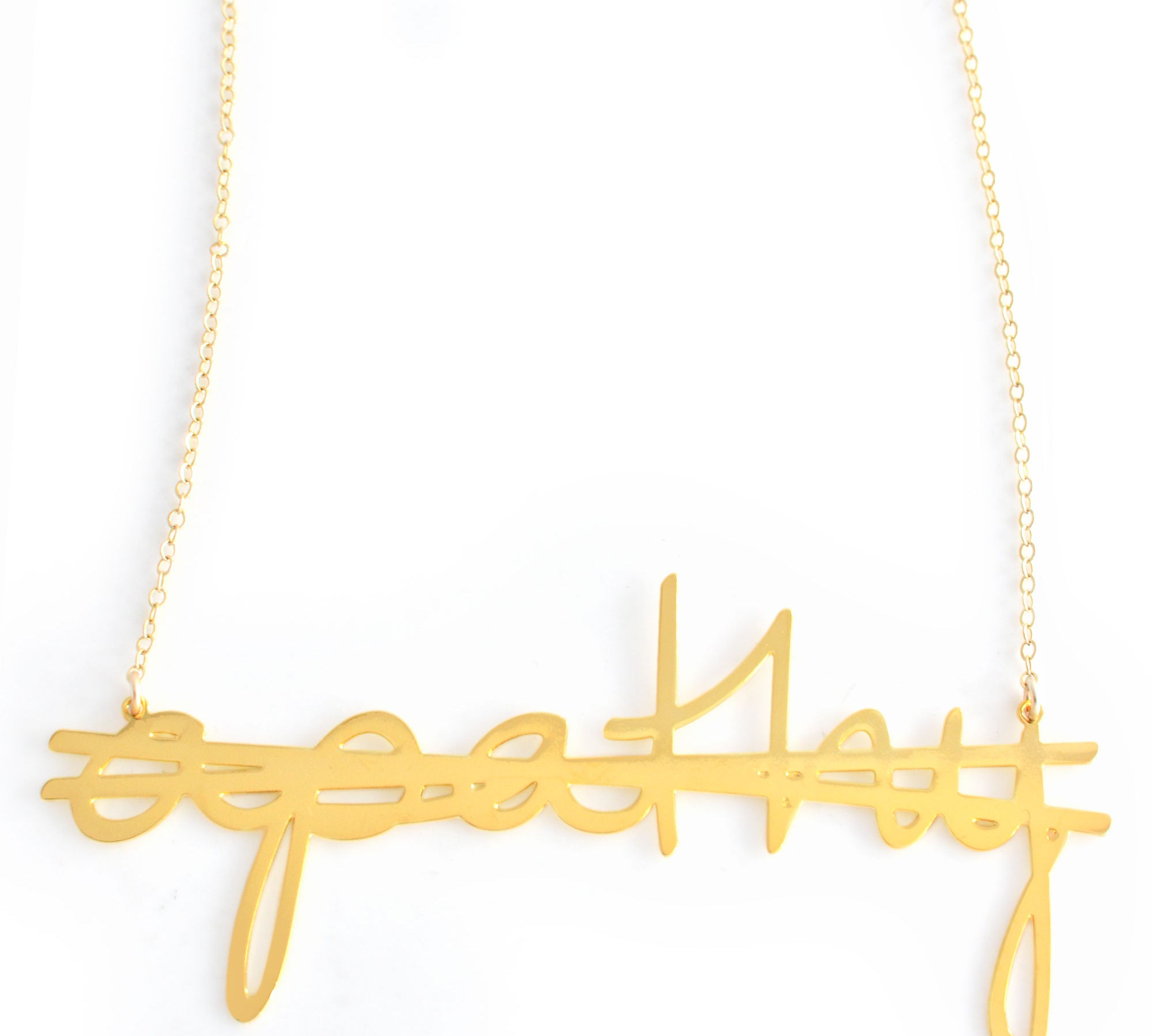 No More Apathy Necklace - High Quality, Affordable, Hand Written, Empowering, Self Love, Mantra Word Necklace - Available in Gold and Silver - Small and Large Sizes - Made in USA - Brevity Jewelry