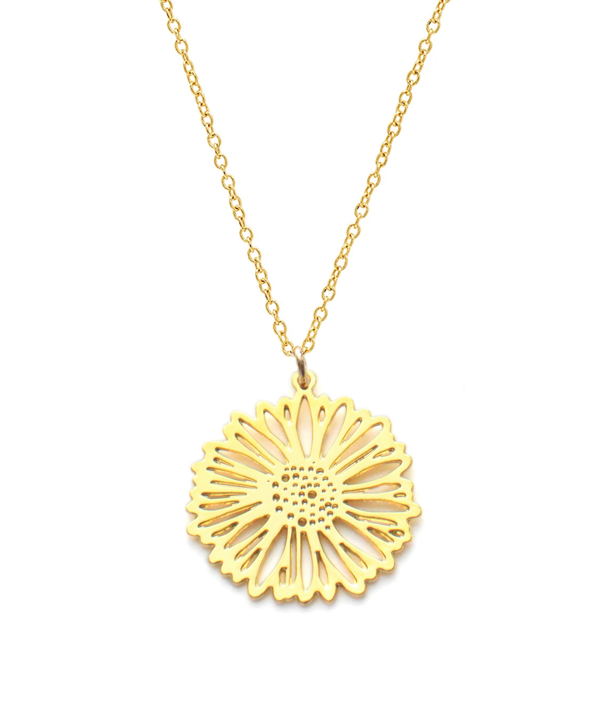 Daisy Necklace - High Quality, Affordable, Whimsical, Hand Drawn Necklace - April Birthday Gift - Available in Gold and Silver - Made in USA - Brevity Jewelry