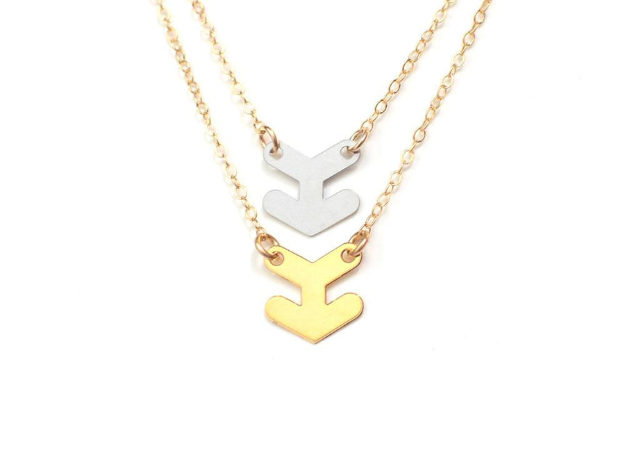 Arrowheads Mixed Metal Necklace - High Quality, Affordable Necklace - Available in Mixed Gold and Silver - Made in USA - Brevity Jewelry