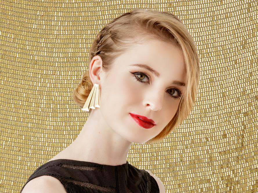 Audrey Earrings - Art Deco, Great Gatsby, Jazz Age Style - High Quality, Affordable Earrings - Available in Gold and Silver - Made in USA - Brevity Jewelry