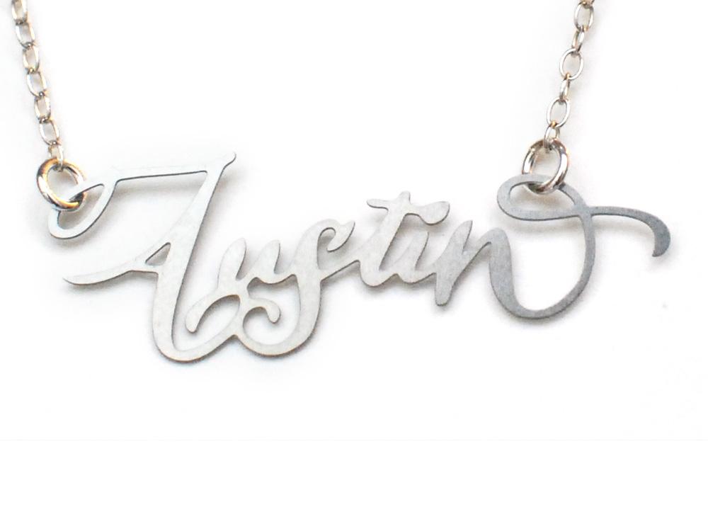 Austin City Love Necklace - High Quality, Hand Lettered, Calligraphy City Necklace - Your Favorite City - Available in Gold and Silver - Made in USA - Brevity Jewelry