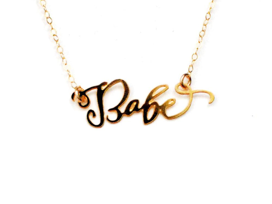 Babe Necklace - High Quality, Affordable, Endearment Nickname Necklace - Available in Gold and Silver - Made in USA - Brevity Jewelry