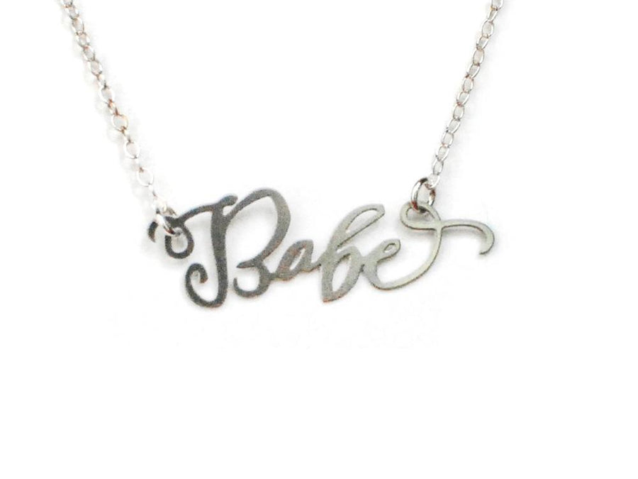 Babe Necklace - High Quality, Affordable, Endearment Nickname Necklace - Available in Gold and Silver - Made in USA - Brevity Jewelry