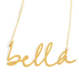 Bella Necklace - High Quality, Affordable, Hand Written, Self Love, Mantra Word Necklace - Available in Gold and Silver - Small and Large Sizes - Made in USA - Brevity Jewelry