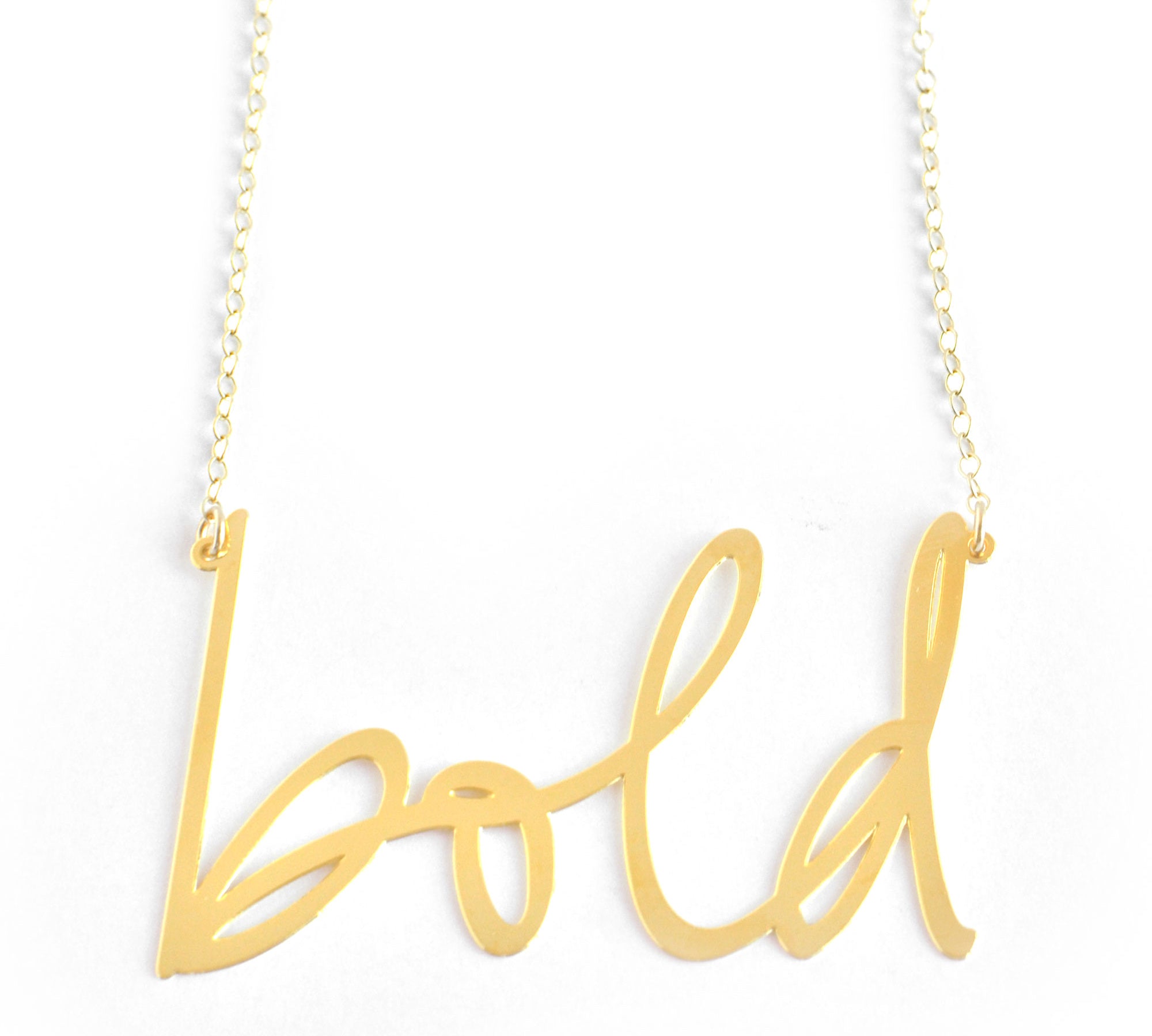 Bold Necklace - High Quality, Affordable, Hand Written, Empowering, Self Love, Mantra Word Necklace - Available in Gold and Silver - Small and Large Sizes - Made in USA - Brevity Jewelry