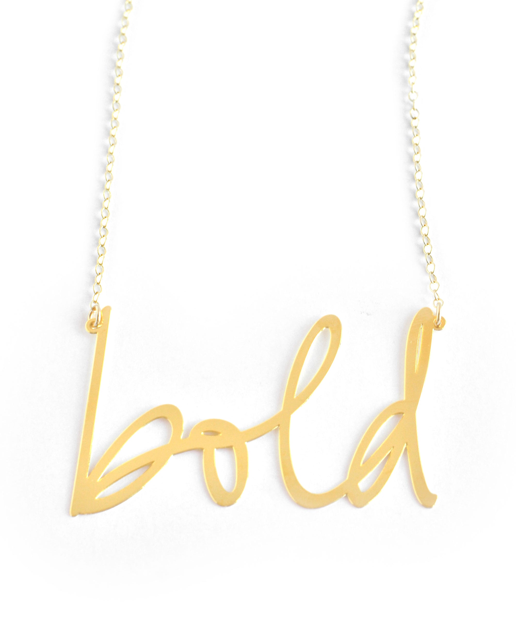 Bold Necklace - High Quality, Affordable, Hand Written, Empowering, Self Love, Mantra Word Necklace - Available in Gold and Silver - Small and Large Sizes - Made in USA - Brevity Jewelry