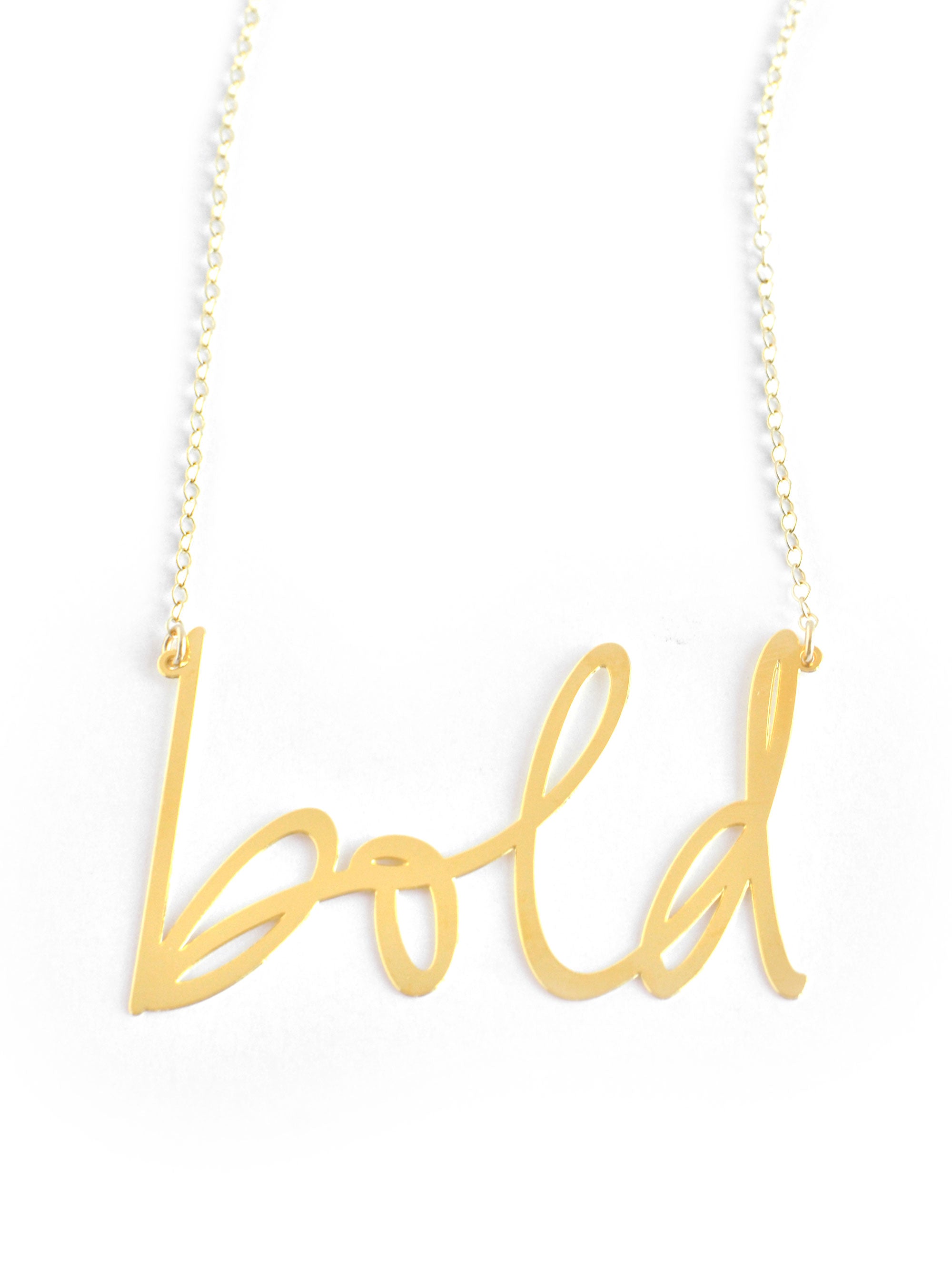 Bold Necklace - High Quality, Affordable, Hand Written, Empowering, Self Love, Mantra Word Necklace - Available in Gold and Silver - Small and Large Sizes - Made in USA - Brevity Jewelry