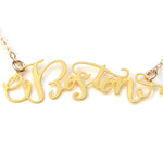 I Heart Boston Necklace - High Quality, Hand Lettered, Calligraphy, City Necklace - Featuring a Dainty Heart and Your Favorite City - Available in Gold and Silver - Made in USA - Brevity Jewelry