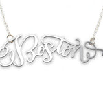 Boston City Love Necklace - High Quality, Hand Lettered, Calligraphy City Necklace - Your Favorite City - Available in Gold and Silver - Made in USA - Brevity Jewelry