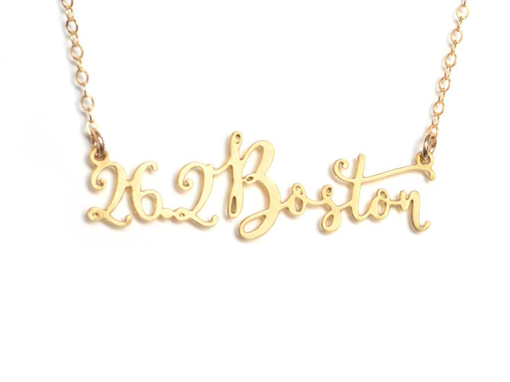 26.2 Boston Marathon  - Brevity Jewelry - Made in USA - Affordable gold and silver necklaces
