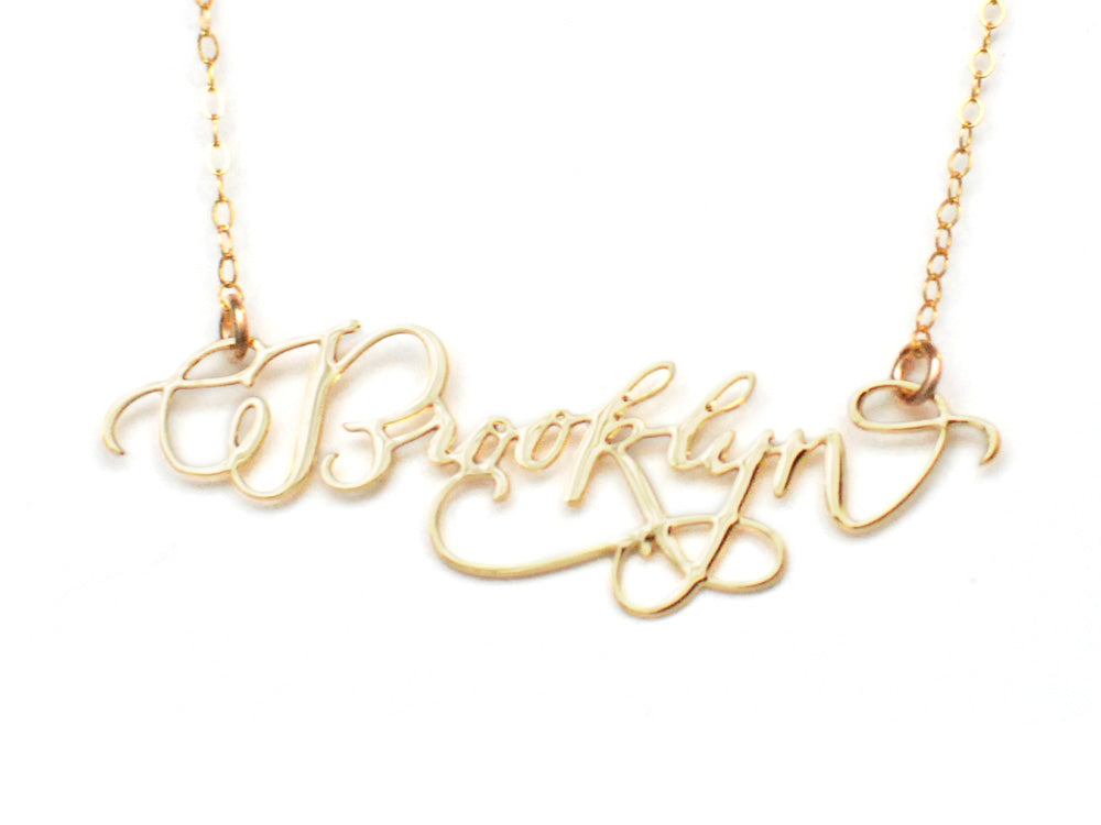 I Heart Brooklyn Necklace - High Quality, Hand Lettered, Calligraphy, City Necklace - Featuring a Dainty Heart and Your Favorite City - Available in Gold and Silver - Made in USA - Brevity Jewelry