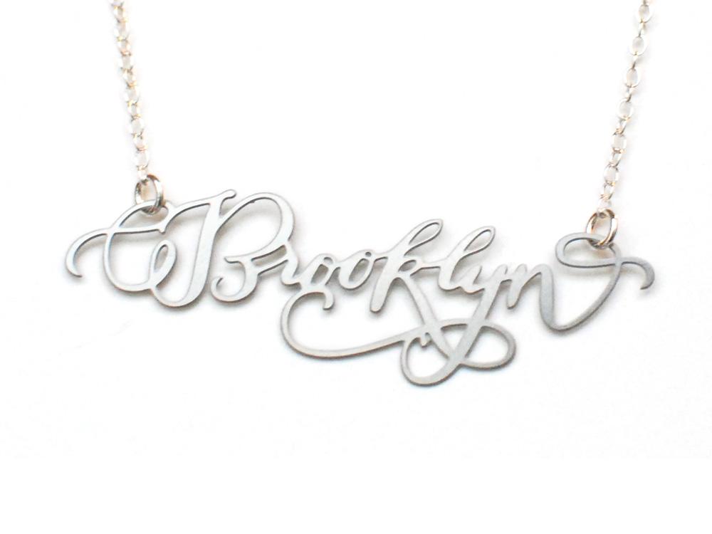 Brooklyn City Love Necklace - High Quality, Hand Lettered, Calligraphy City Necklace - Your Favorite City - Available in Gold and Silver - Made in USA - Brevity Jewelry