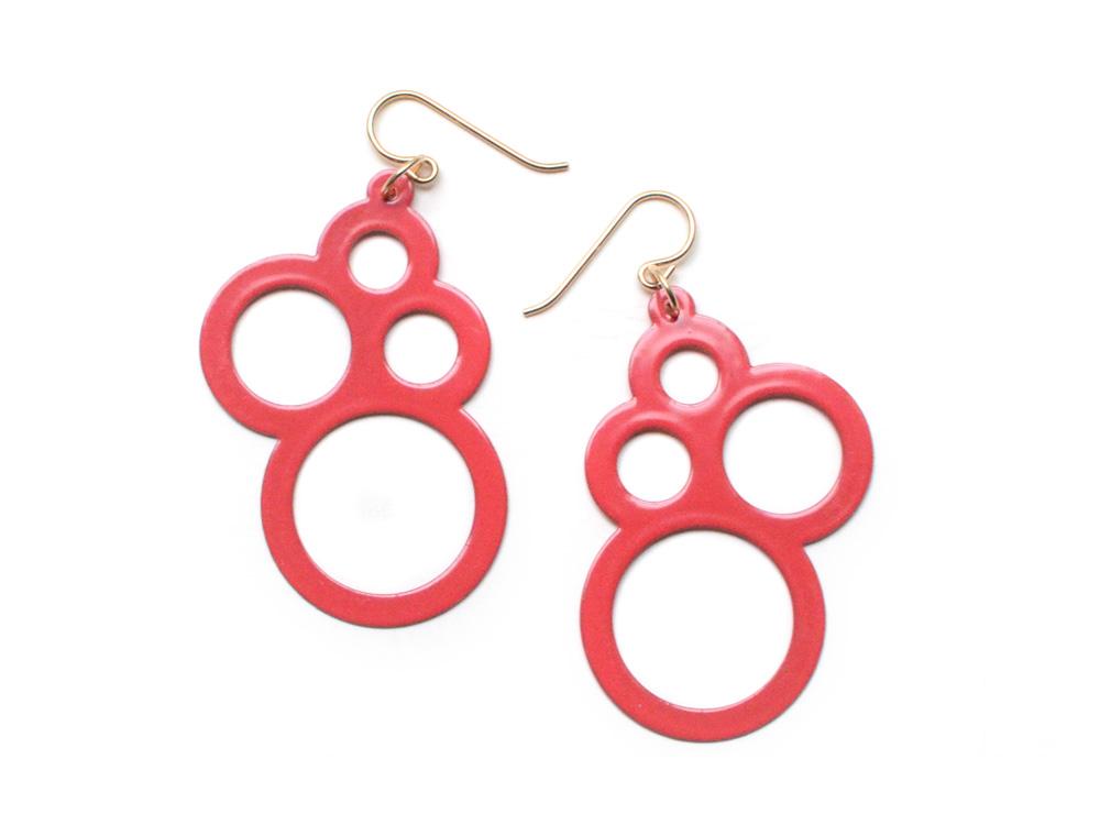 Bubble Earrings - High Quality, Affordable, Geometric Earrings - Available in Black and White Acrylic, Gold, Silver, and Limited Edition Coral Powdercoat Finish - Made in USA - Brevity Jewelry