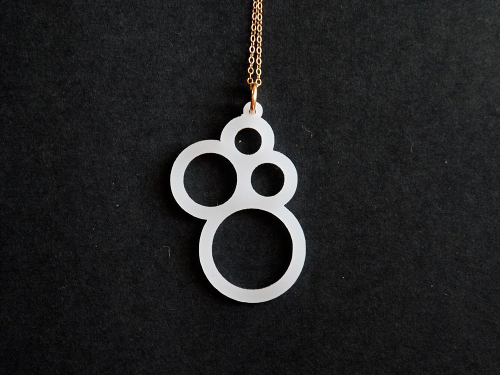 Bubble Necklace - High Quality, Affordable, Geometric Necklace - Available in Black and White Acrylic, Gold, Silver, and Limited Edition Coral Powdercoat Finish - Made in USA - Brevity Jewelry