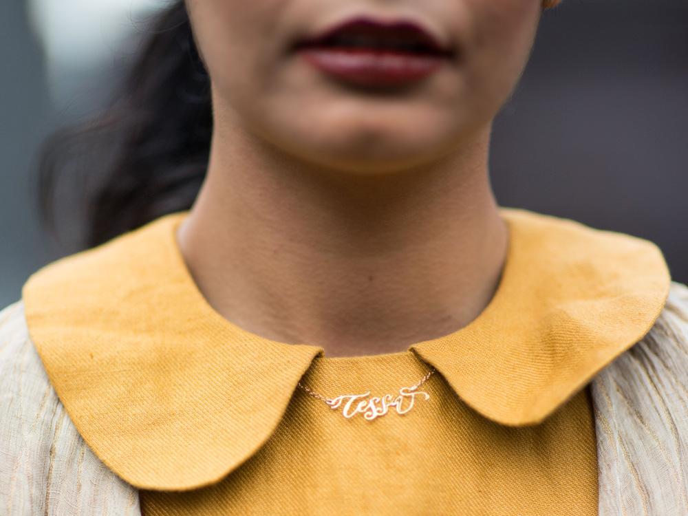 Calligraphy Necklace - One Name  - Brevity Jewelry - Made in USA - Affordable gold and silver necklaces
