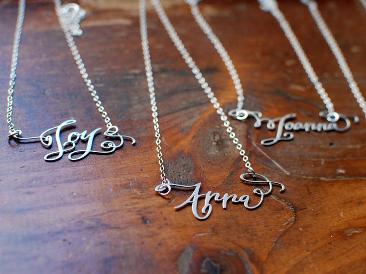 Custom Calligraphy Name Necklace - Your Name Handwritten By A Calligrapher - High Quality, Affordable, One-of-a-kind, Personalized Necklace - Available in Gold and Silver - Made in USA - Brevity Jewelry - The Pefect Gift