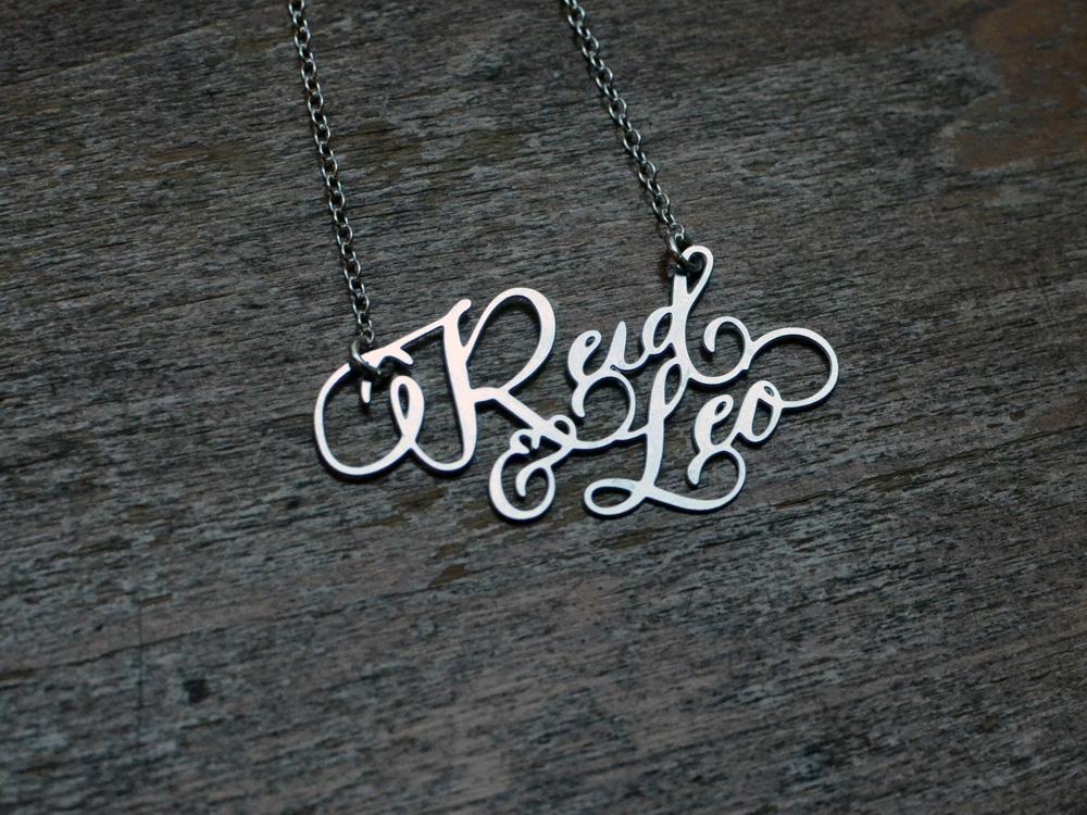 Custom Calligraphy Two Name Necklace - Your Loved Ones Names Handwritten By A Calligrapher - High Quality, Affordable, One-of-a-kind, Personalized Necklace - Available in Gold and Silver - Made in USA - Brevity Jewelry - The Pefect Gift