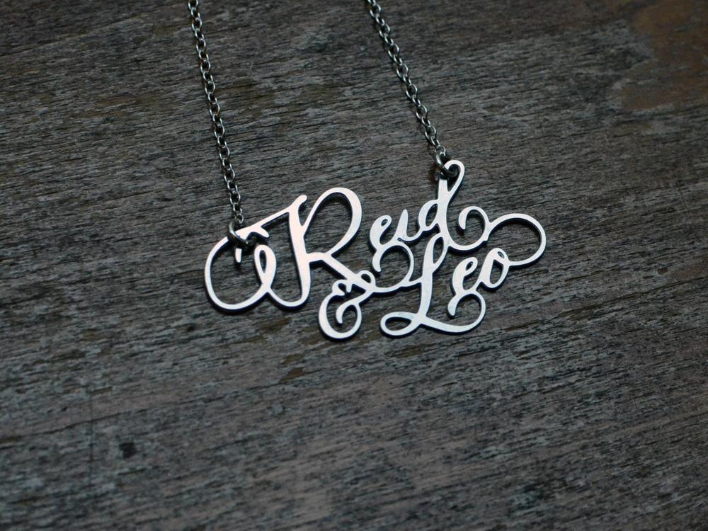 Calligraphy Necklace - Two Names {{ product.type }} - Brevity Jewelry - Made in USA - Affordable gold and silver necklaces