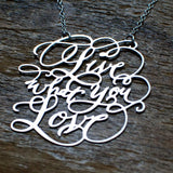 Custom Calligraphy Phrase Necklace - Your Phrase Handwritten By A Calligrapher - High Quality, Affordable, One-of-a-kind, Personalized Necklace - Available in Gold and Silver - Made in USA - Brevity Jewelry - The Pefect Gift