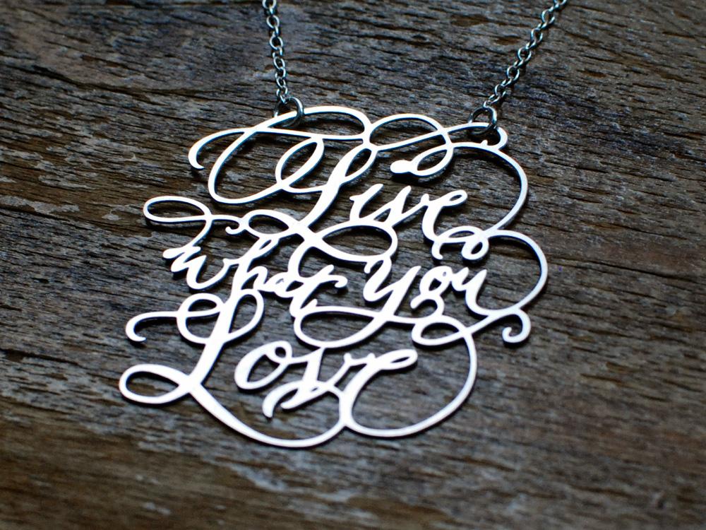 Custom Calligraphy Phrase Necklace - Your Phrase Handwritten By A Calligrapher - High Quality, Affordable, One-of-a-kind, Personalized Necklace - Available in Gold and Silver - Made in USA - Brevity Jewelry - The Pefect Gift