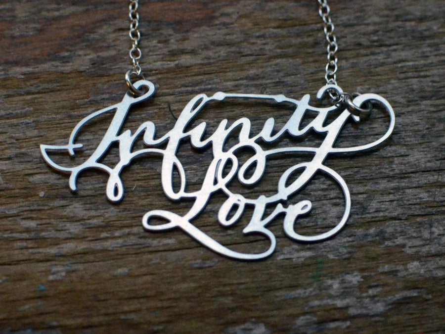 Custom Calligraphy Phrase Necklace - Your Phrase Handwritten By A Calligrapher - High Quality, Affordable, One-of-a-kind, Personalized Necklace - Available in Gold and Silver - Made in USA - Brevity Jewelry - The Pefect Gift