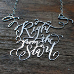 Custom Calligraphy Phrase Necklace - Your Phrase Handwritten By A Calligrapher - High Quality, Affordable, One-of-a-kind, Personalized Necklace - Available in Gold and Silver - Made in USA - Brevity Jewelry - The Pefect Gift