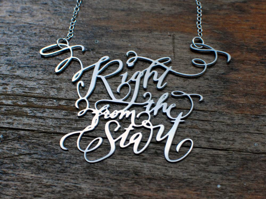 Custom Calligraphy Phrase Necklace - Your Phrase Handwritten By A Calligrapher - High Quality, Affordable, One-of-a-kind, Personalized Necklace - Available in Gold and Silver - Made in USA - Brevity Jewelry - The Pefect Gift