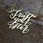 Custom Calligraphy Phrase Necklace - Your Phrase Handwritten By A Calligrapher - High Quality, Affordable, One-of-a-kind, Personalized Necklace - Available in Gold and Silver - Made in USA - Brevity Jewelry - The Pefect Gift