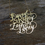 Custom Calligraphy Four Name Necklace - Your Loved Ones Names Handwritten By A Calligrapher - High Quality, Affordable, One-of-a-kind, Personalized Necklace - Available in Gold and Silver - Made in USA - Brevity Jewelry - The Pefect Gift