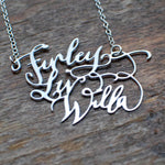 Custom Calligraphy Three Name Necklace - Your Loved Ones Names Handwritten By A Calligrapher - High Quality, Affordable, One-of-a-kind, Personalized Necklace - Available in Gold and Silver - Made in USA - Brevity Jewelry - The Pefect Gift