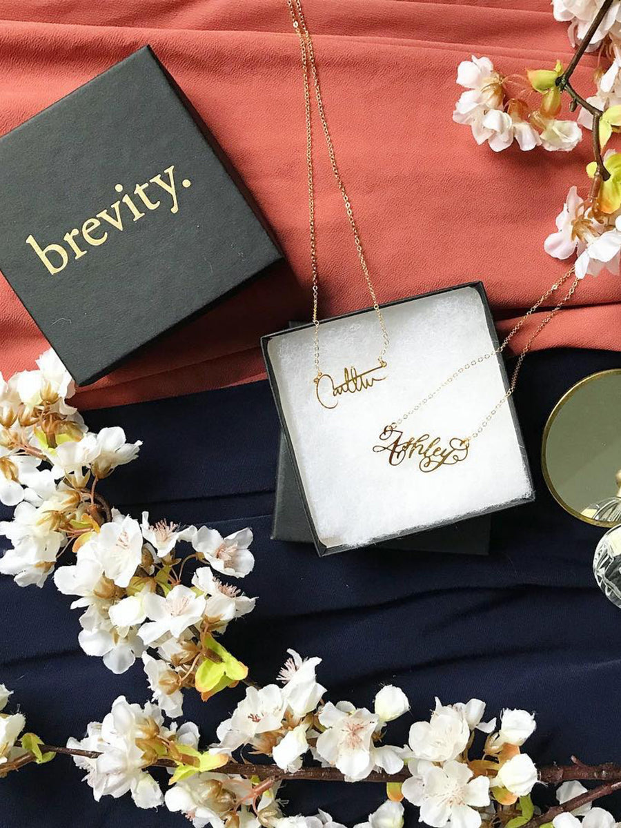 Custom Calligraphy Name Necklace - Your Name Handwritten By A Calligrapher - High Quality, Affordable, One-of-a-kind, Personalized Necklace - Available in Gold and Silver - Made in USA - Brevity Jewelry - The Pefect Gift
