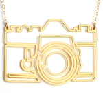 Photo Camera Necklace - High Quality, Affordable, Hand Drawn, Courageous Creators Necklace - Available in Gold and Silver - Made in USA - Collaboration with Honto88 - Brevity Jewelry