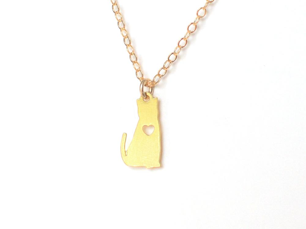 Cat Love Necklace - Animal Love - High Quality, Affordable Necklace - Available in Gold and Silver - Made in USA - Brevity Jewelry