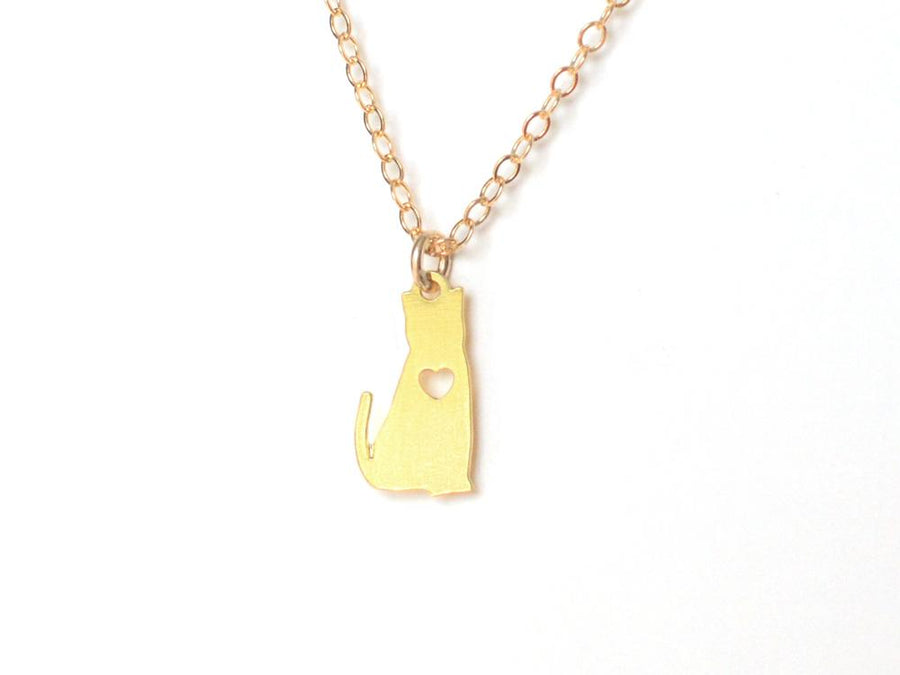 Cat Love Necklace - Animal Love - High Quality, Affordable Necklace - Available in Gold and Silver - Made in USA - Brevity Jewelry