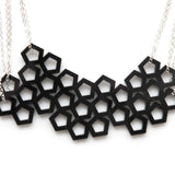 Cellular Necklace - High Quality, Affordable, Geometric Necklace - Available in Black and White Acrylic, Gold, Silver, and Limited Edition Coral Powdercoat Finish - Made in USA - Brevity Jewelry