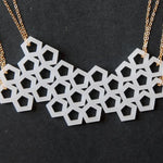 Cellular Necklace - High Quality, Affordable, Geometric Necklace - Available in Black and White Acrylic, Gold, Silver, and Limited Edition Coral Powdercoat Finish - Made in USA - Brevity Jewelry