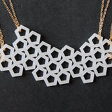 Cellular Necklace - High Quality, Affordable, Geometric Necklace - Available in Black and White Acrylic, Gold, Silver, and Limited Edition Coral Powdercoat Finish - Made in USA - Brevity Jewelry