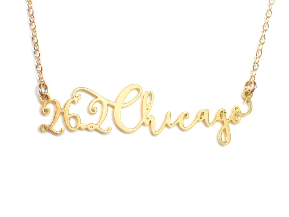 26.2 Chicago Marathon Necklace - High Quality, Affordable Necklace - Available in Gold and Silver - Made in USA - Brevity Jewelry - Perfect Gift For Runners