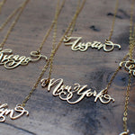 I Heart... Necklace - High Quality, Hand Lettered, Calligraphy, City Necklace - Featuring a Dainty Heart and Your Favorite City - Chicago, Austin, San Francisco, New York, Brooklyn - Available in Gold and Silver - Made in USA - Brevity Jewelry