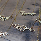 I Heart... Necklace - High Quality, Hand Lettered, Calligraphy, City Necklace - Featuring a Dainty Heart and Your Favorite City - Chicago, Austin, San Francisco, New York, Brooklyn - Available in Gold and Silver - Made in USA - Brevity Jewelry
